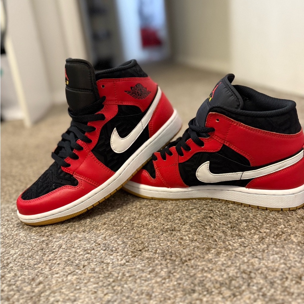 Nike Red and Black Sneakers with White Swoosh